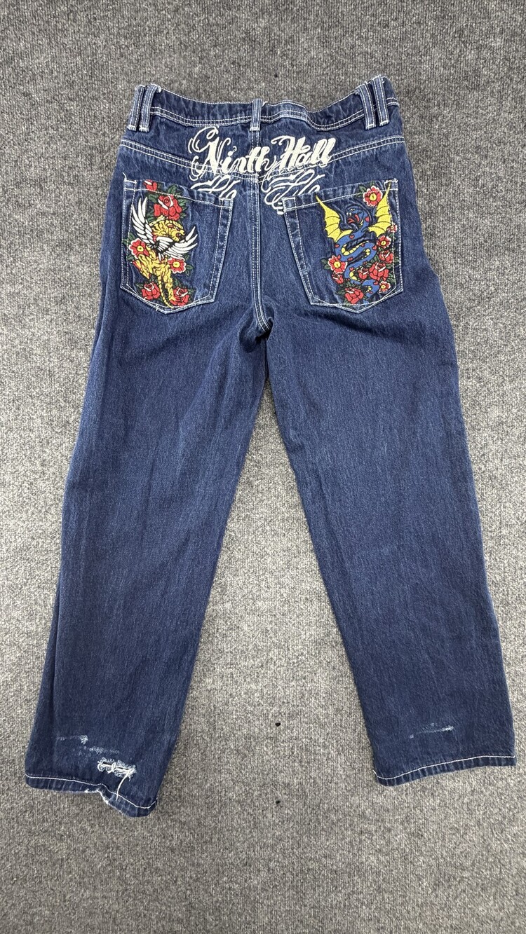Ninth Hall Ninth Idle Hall 2 Jeans Mens 30x30 Blue Relaxed Straight Dragon Rose